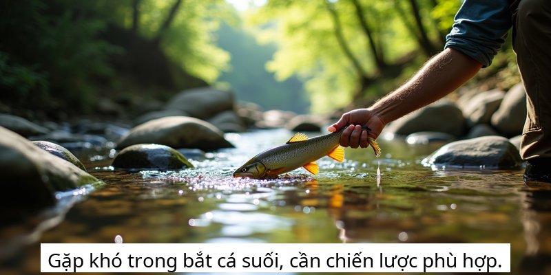Gặp khó trong bắt cá suối, cần chiến lược phù hợp.