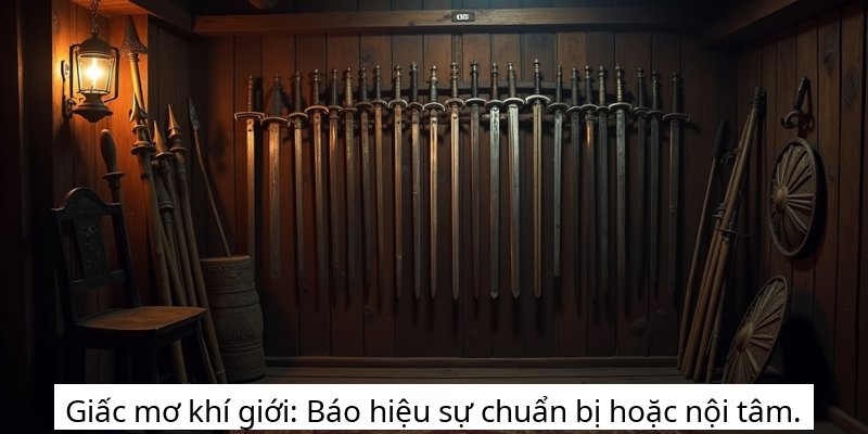 Giấc mơ khí giới: Báo hiệu sự chuẩn bị hoặc nội tâm.