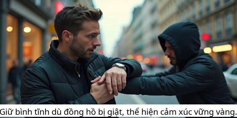 Giữ bình tĩnh dù đồng hồ bị giật, thể hiện cảm xúc vững vàng.