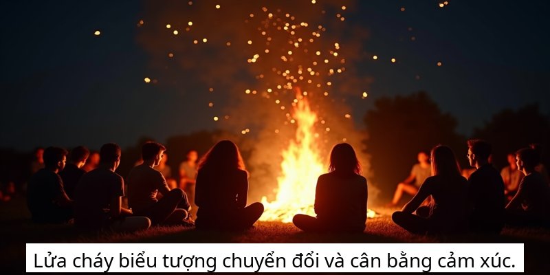 Lửa cháy biểu tượng chuyển đổi và cân bằng cảm xúc.